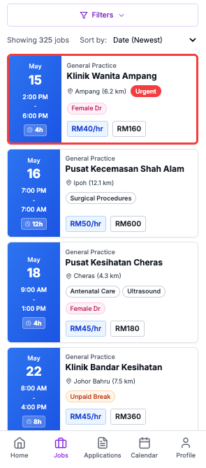 Locumlah Clinic Mobile Job Listings with Urgent Jobs
